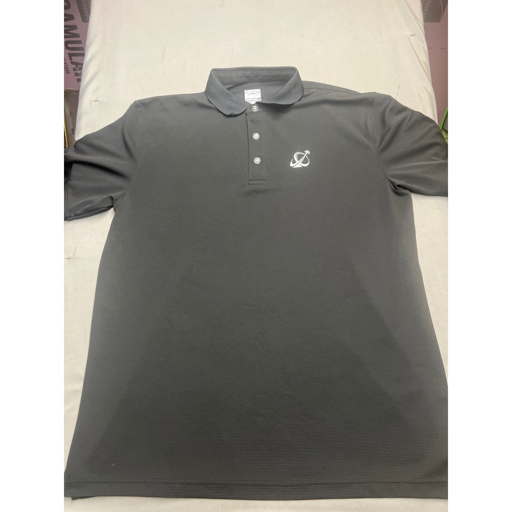 Callaway Opti-Dri Mens Black Golf Polo Shirt Large Textured Short Sleeve Logo
